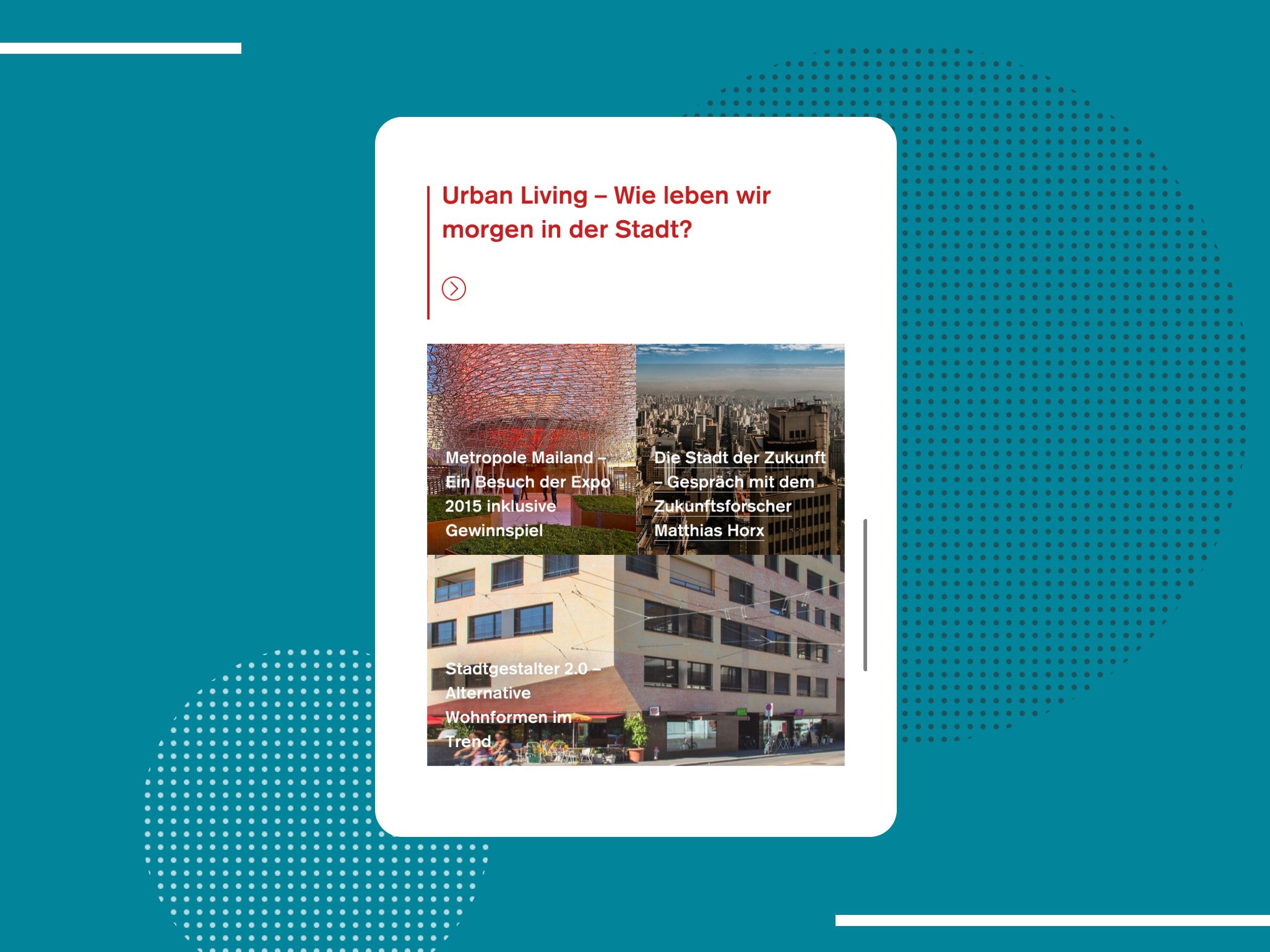 Credit Suisse Bonviva - Ansicht Tablet Website Urban Living