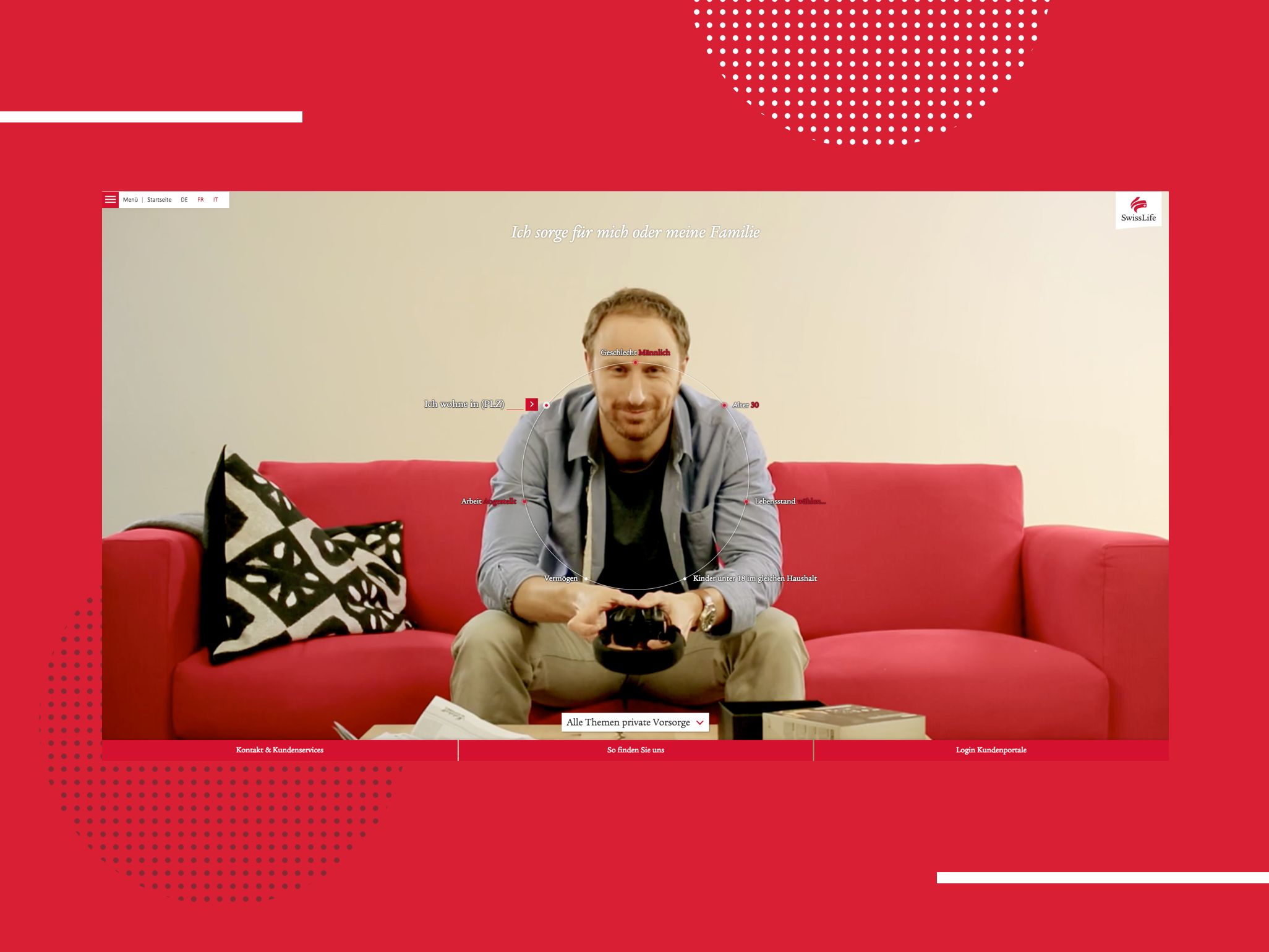 SwissLife Themenfinder - Mann auf Couch