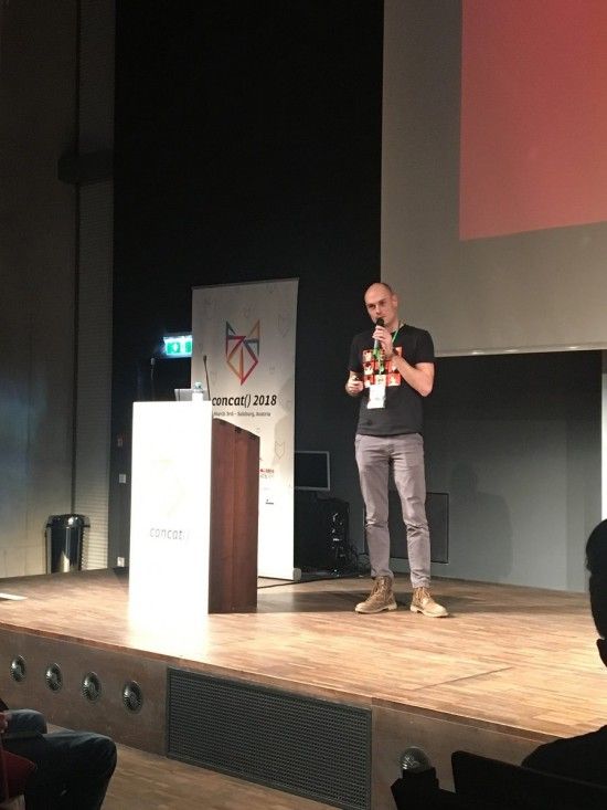 Christian Stuff von Namics beim Vortrag am Concat & Barcamp der FH Salzburg 2018 