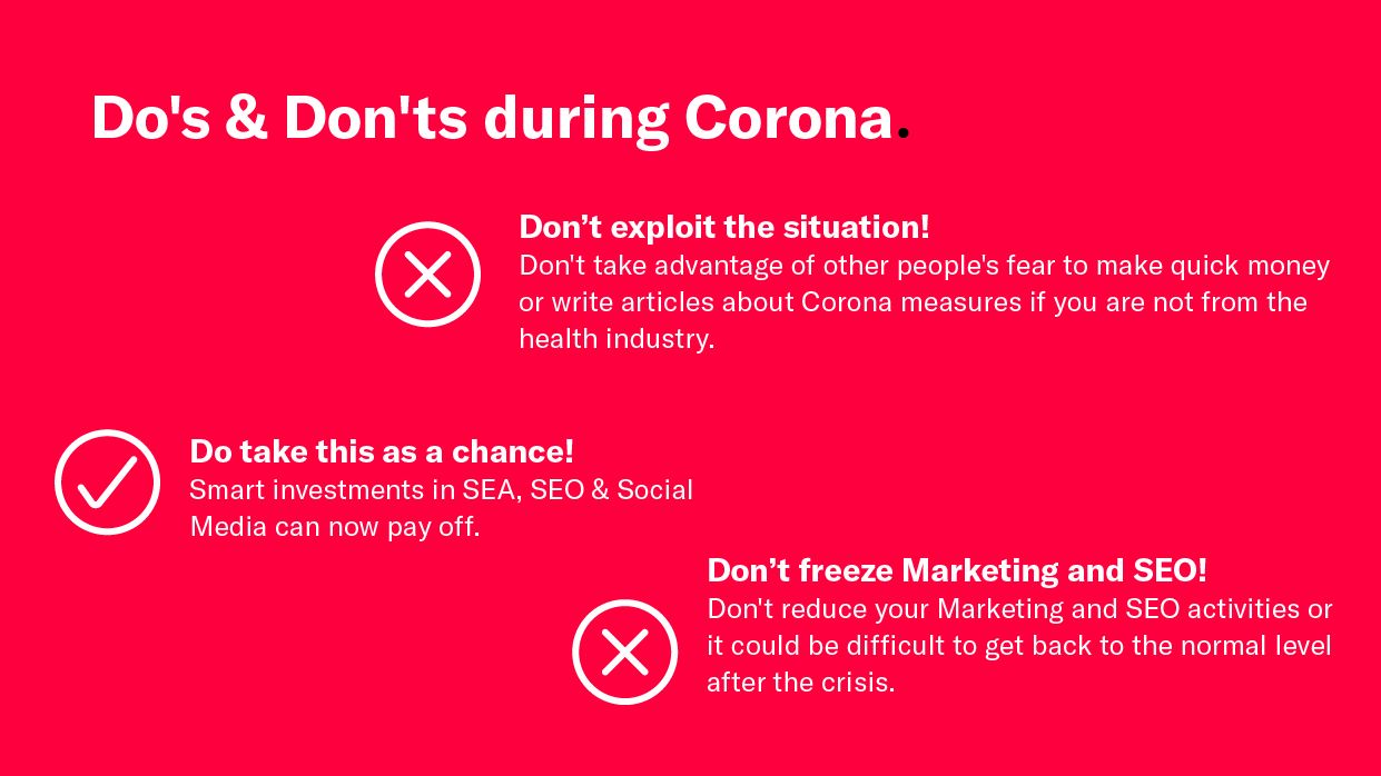 Dos and Don't for SEO during Corona