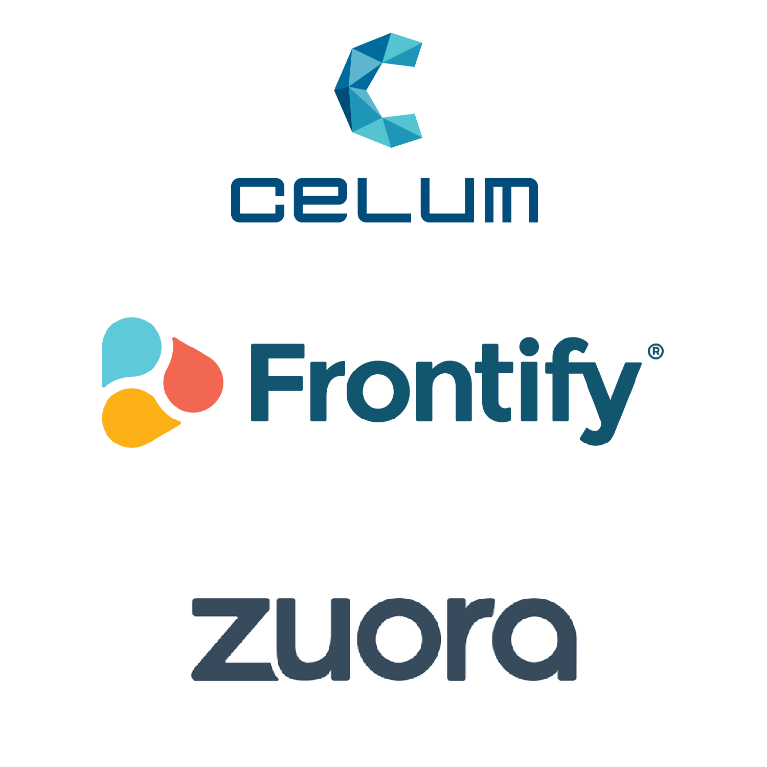 Partnerlogos von Celum, Frontify und zuora