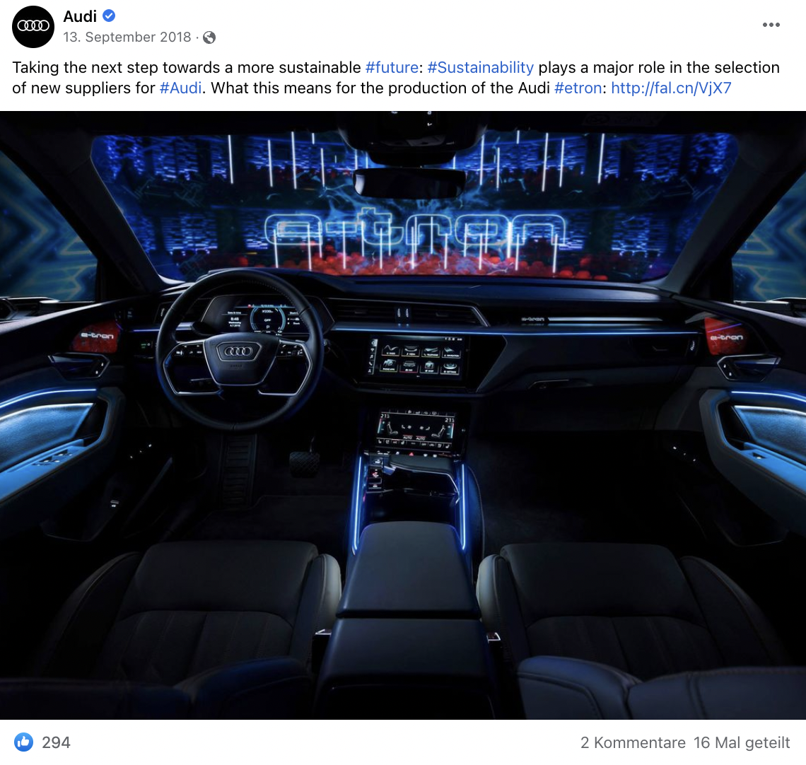 Screenshot Audi Reference - Social Media Post
